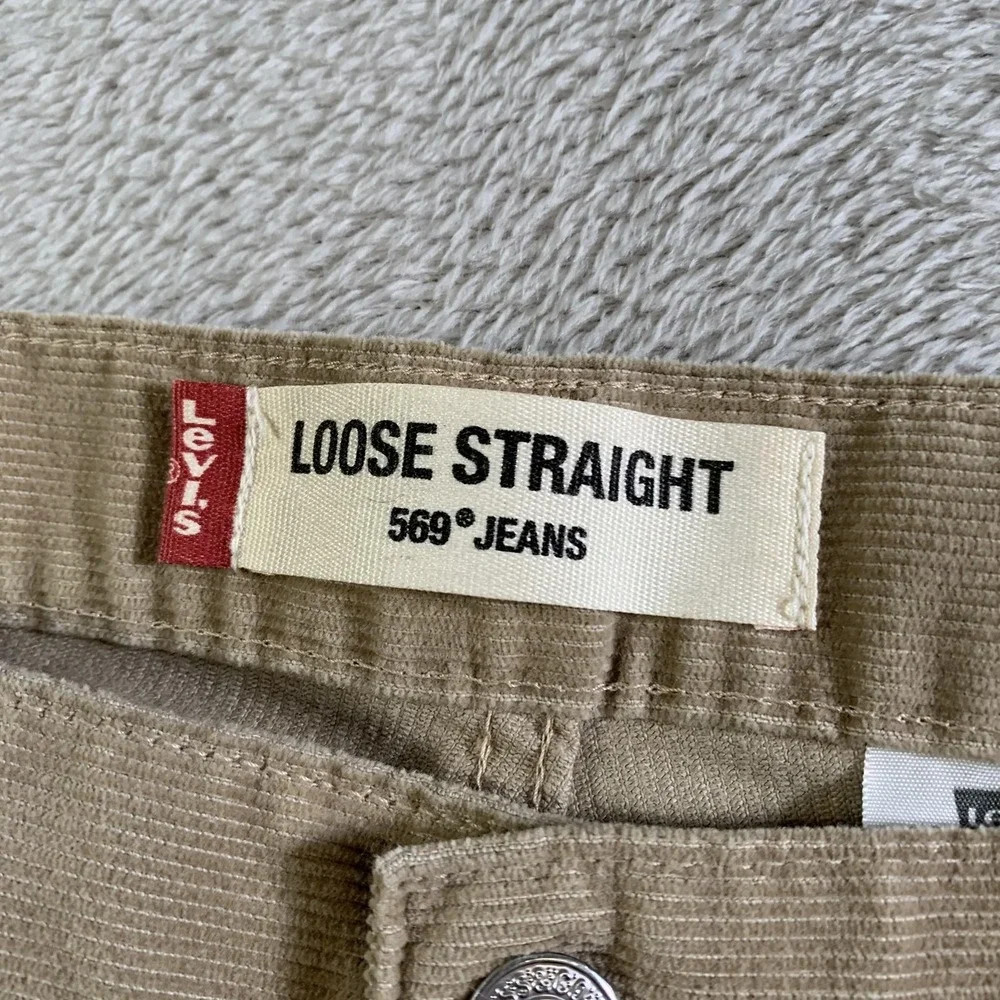 Vintage Levis 569 Jeans Mens 36x34 Beige Loose Straight Corduroy‎ Pants Cords